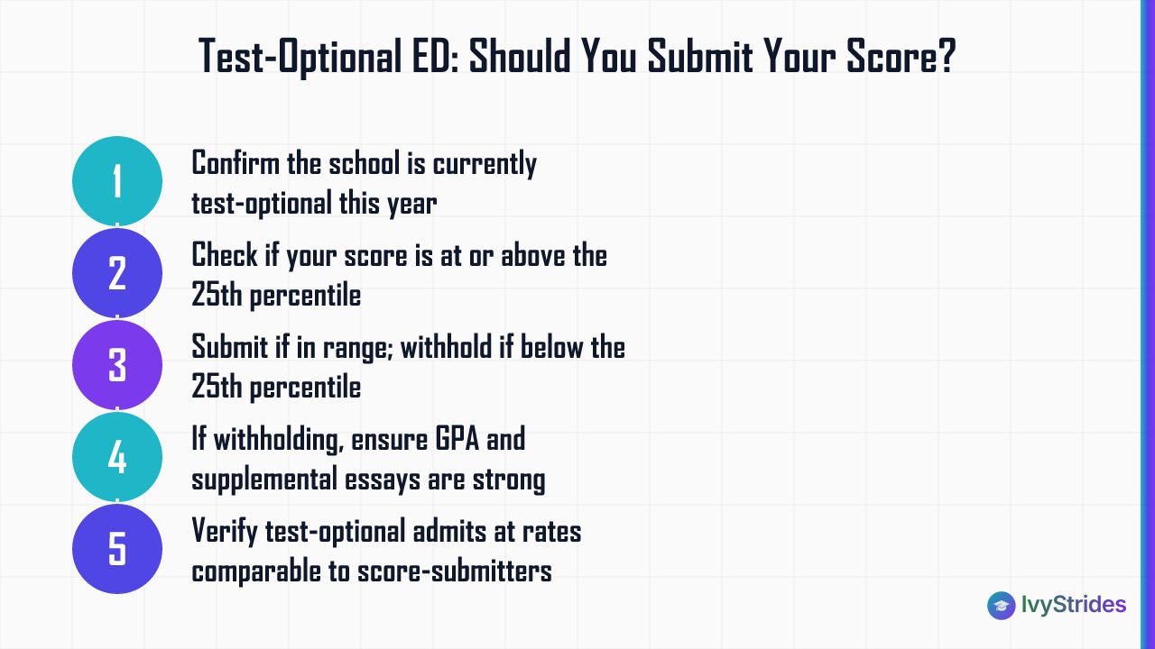 5-step process for deciding whether to submit SAT scores when applying Early Decision to a test-optional school
