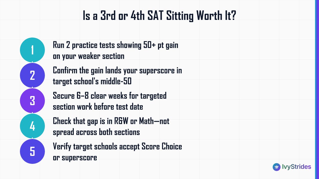 5-step checklist to decide if a third or fourth SAT sitting will improve your superscore before registering