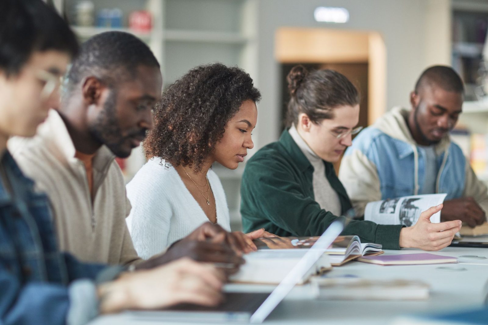 College students working together on a project