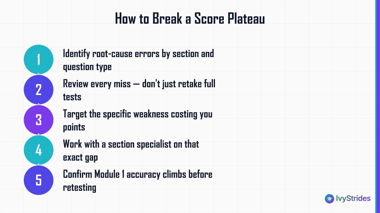 5-step process to break an SAT/ACT score plateau by diagnosing root-cause errors and targeted practice