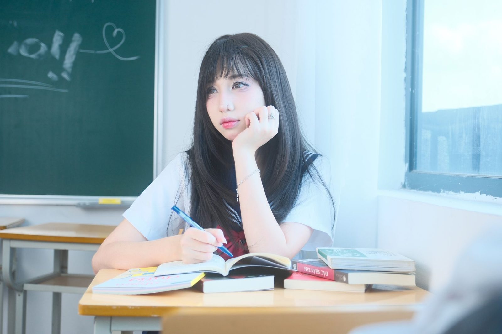 High school students in a challenging academic classroom setting